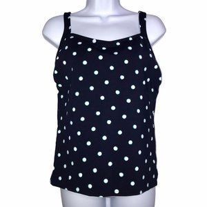 Lands' End Blue Polka Dot Lined Tankini Top 6L